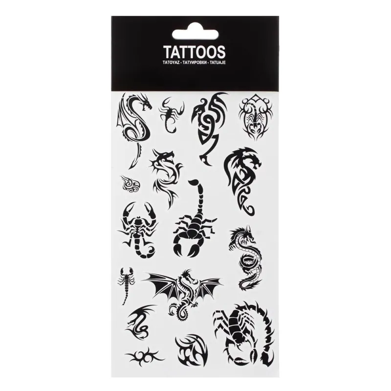 Tatuaje autocolante cu dragoni și scorpioni, set de 16 bucăți
