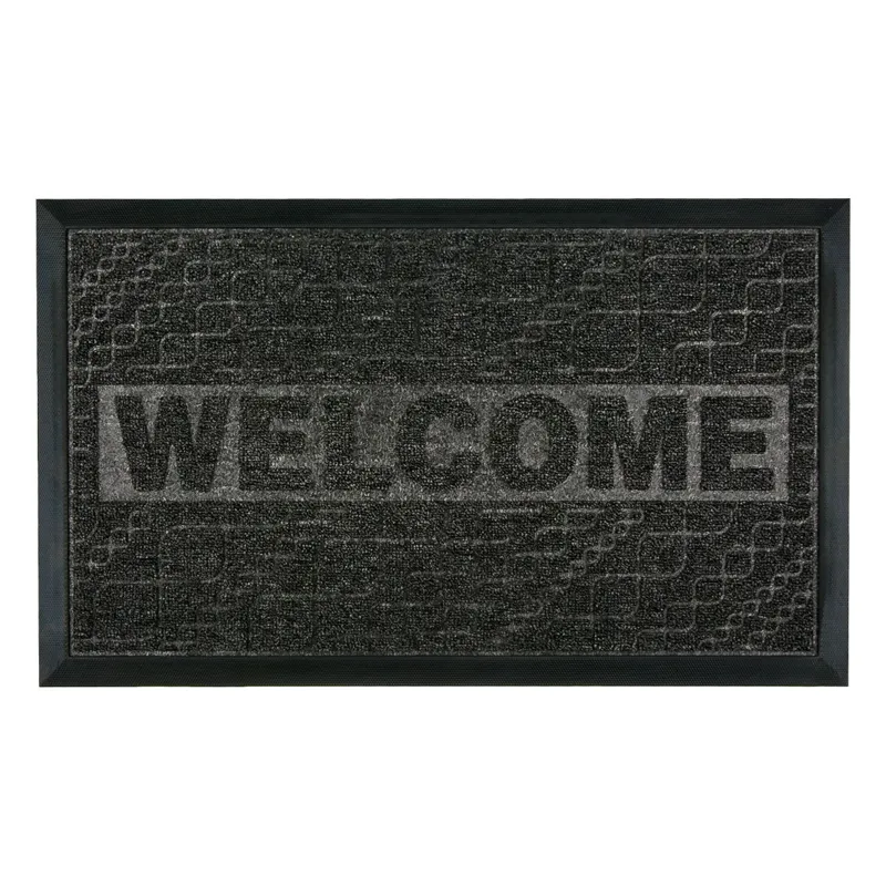 Covoras de intrare negru cu mesaj Welcome, 75x45 cm