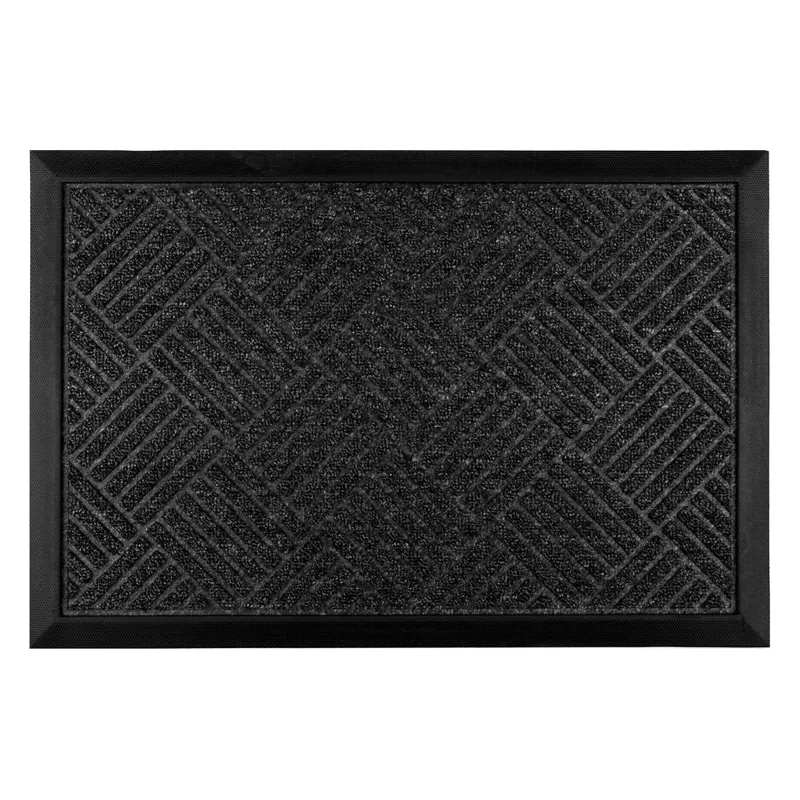 Covoras de intrare cu dungi reliefate 60x40 cm Negru/Gri