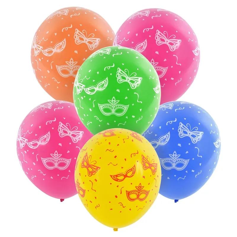 Baloane de Petrecere Colorate cu Masti 30cm - 10buc