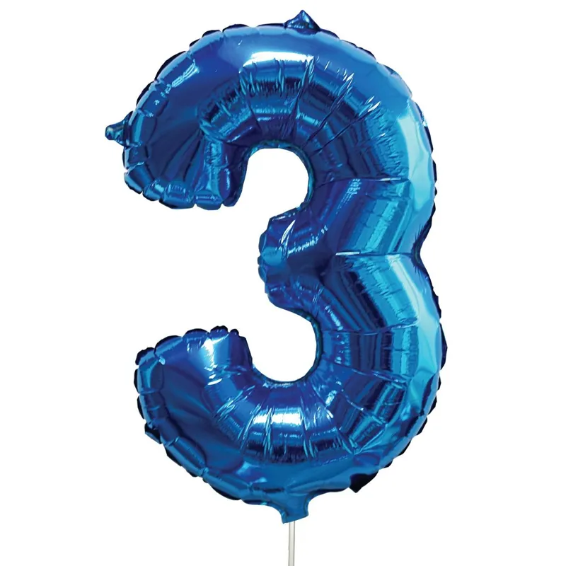 Balon petrecere forma 3 metalizat albastru argintiu