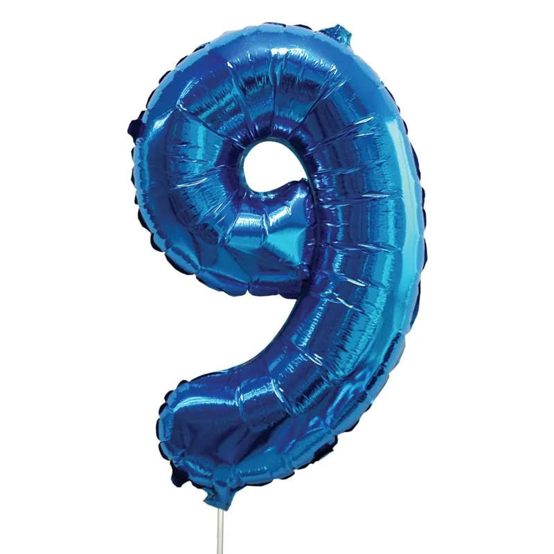 Balon petrecere metalizat albastru cifră 9