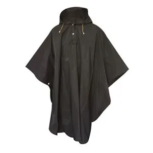 Poncho de ploaie pentru adulți, unisex, negru, cu glugă și nasturi, impermeabil