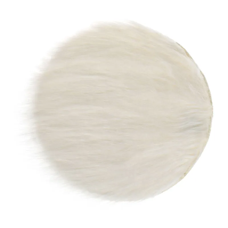 Pernă rotundă pentru scaun din imitație de blană, Ecru, 34 cm