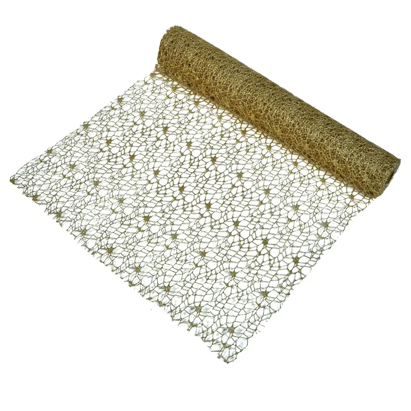 Tesatura Decorativa de Craciun Bej Plasa cu Glitter 5m x 48m