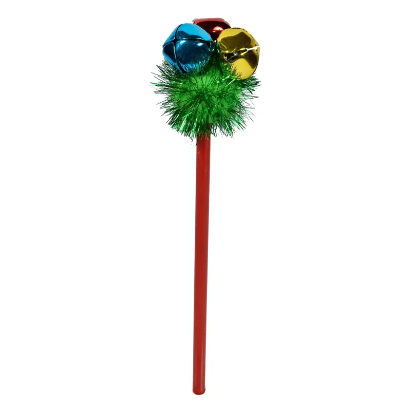 Creion de Crăciun cu Pompoane Metalice Multicolor, Lungime 22cm