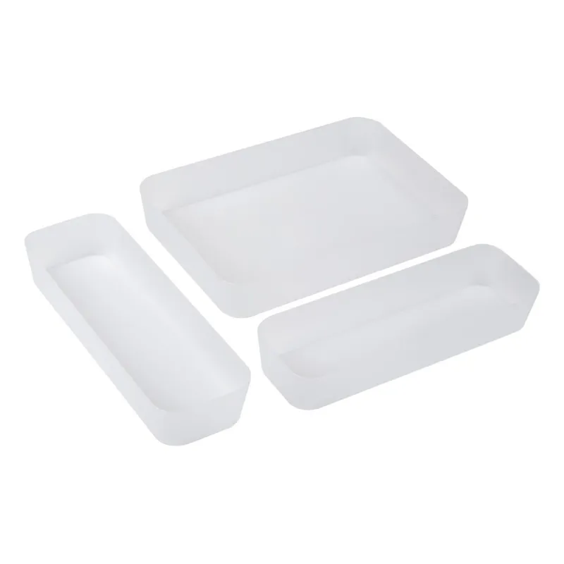 Organizator sertar din plastic frosted cu 3 compartimente