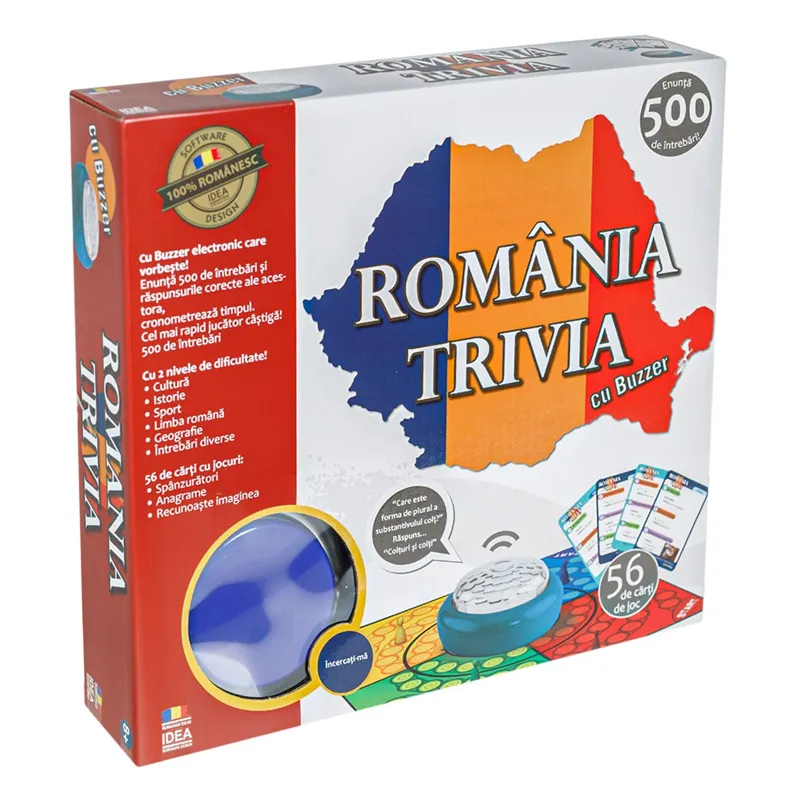 Joc de Societate Trivia România cu Buzzer - Cunoștințe Românești