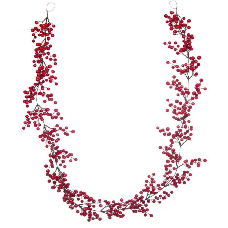 Ghirlandă de Crăciun Berries Roșii, decorativă în roșu din plastic