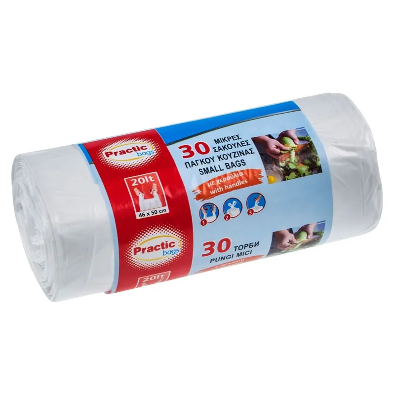 Saci pentru Gunoi cu Mânere, 20L, 30 Bucăți