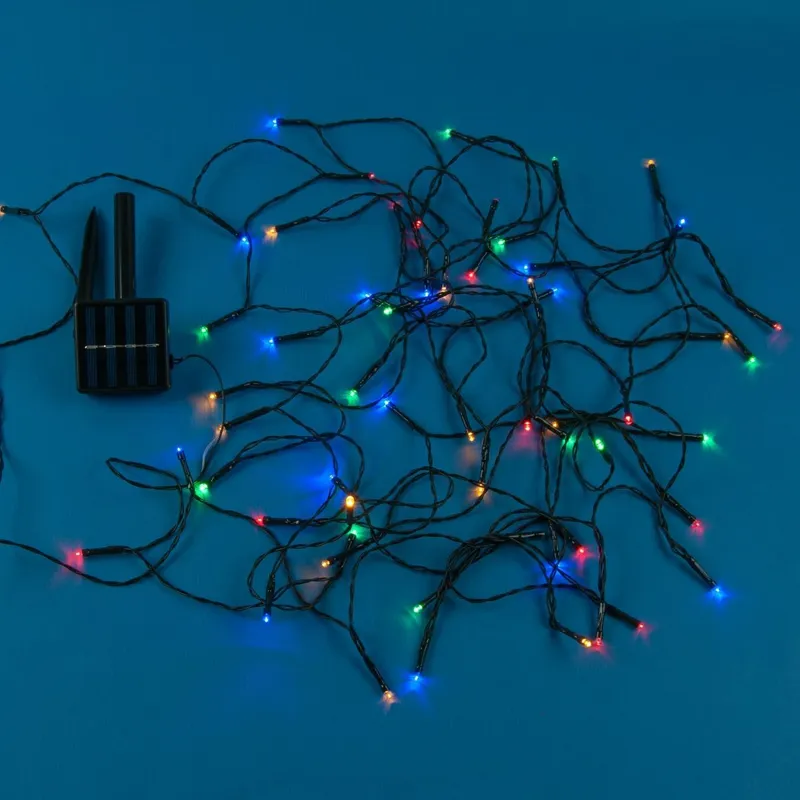 Instalație Lumini Solare LED Multicolor cu Cablu Verde, 10.3m