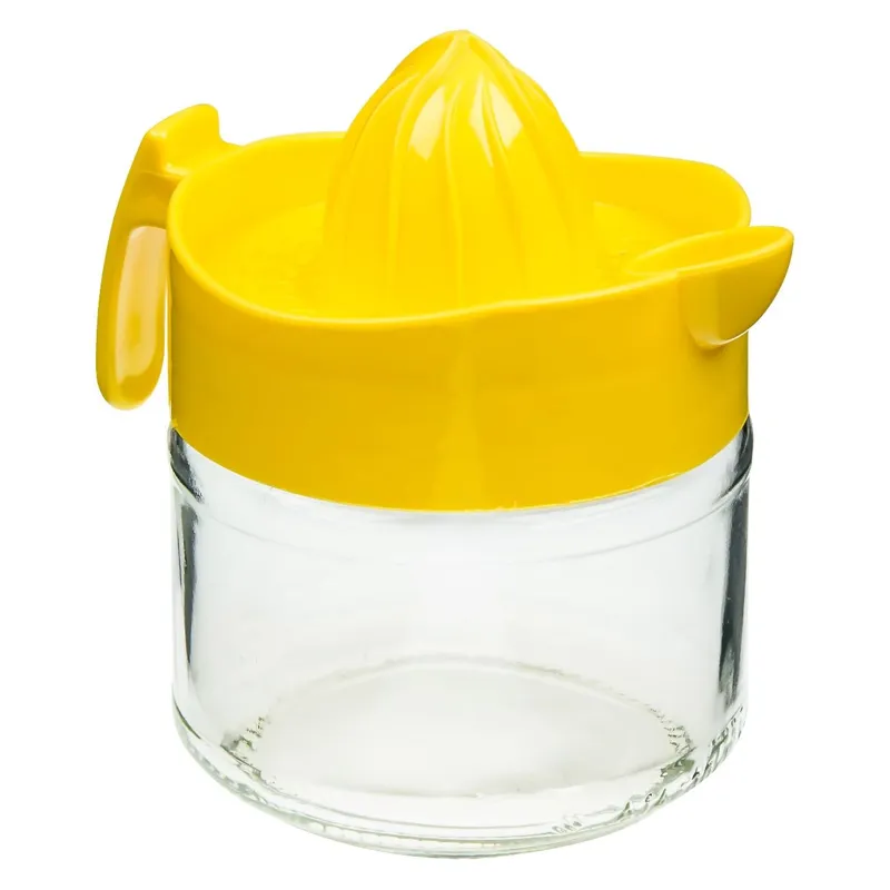 Storcator de citrice din sticla cu capac galben, 300 ml