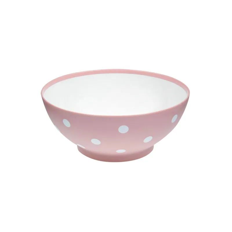 Bowl plastic roz mat cu buline polka dot 350ml