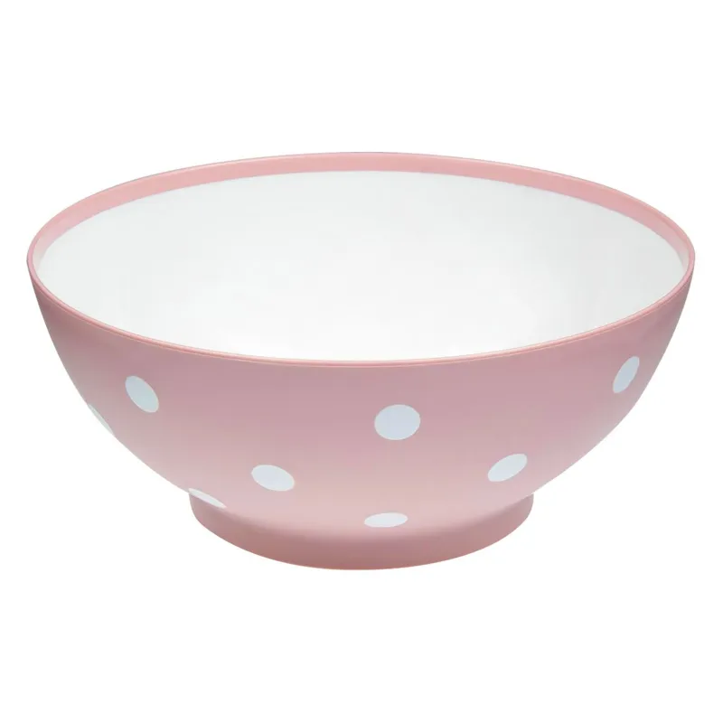Bol Rotund din Plastic Roz cu Buline