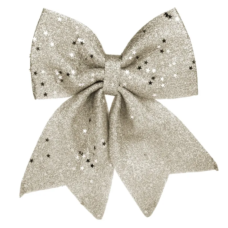 Funda Decorativă de Crăciun Argintie cu Glitter și Paiete Stele