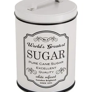 Cutie metalică pentru zahăr 1,4 l, design retro, alb – poza 3