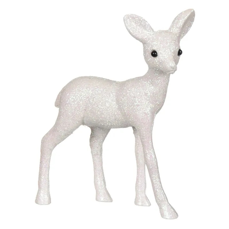 Figură decorativă de Crăciun Cerb Glitter Alb Holografic 16 cm