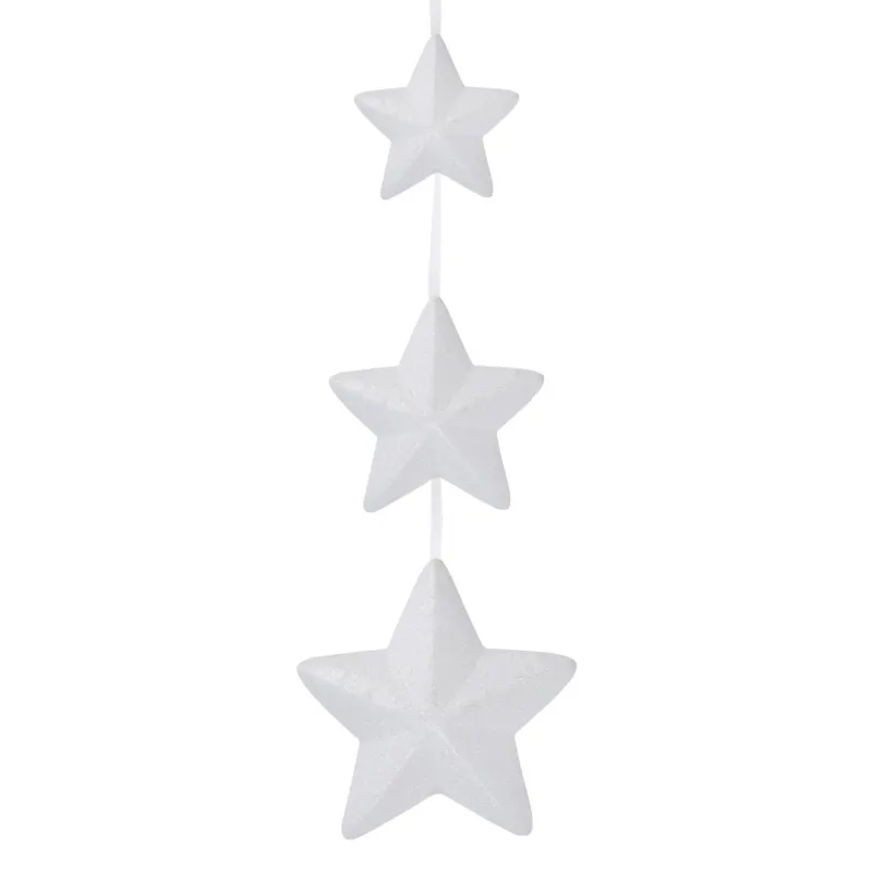 Decorațiune Suspendată Crăciun cu 3 Stele Irizate de Glitter