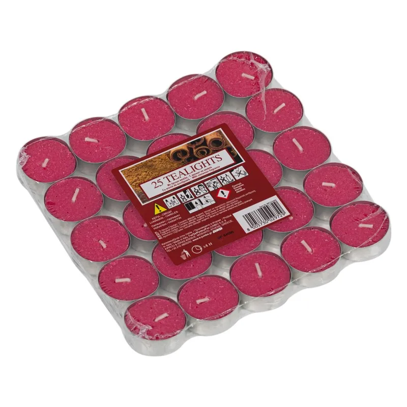 Lumanari tip Pastila Rosii cu Aroma de Scortisoara, 25 buc, Ø3.5x1.5 cm