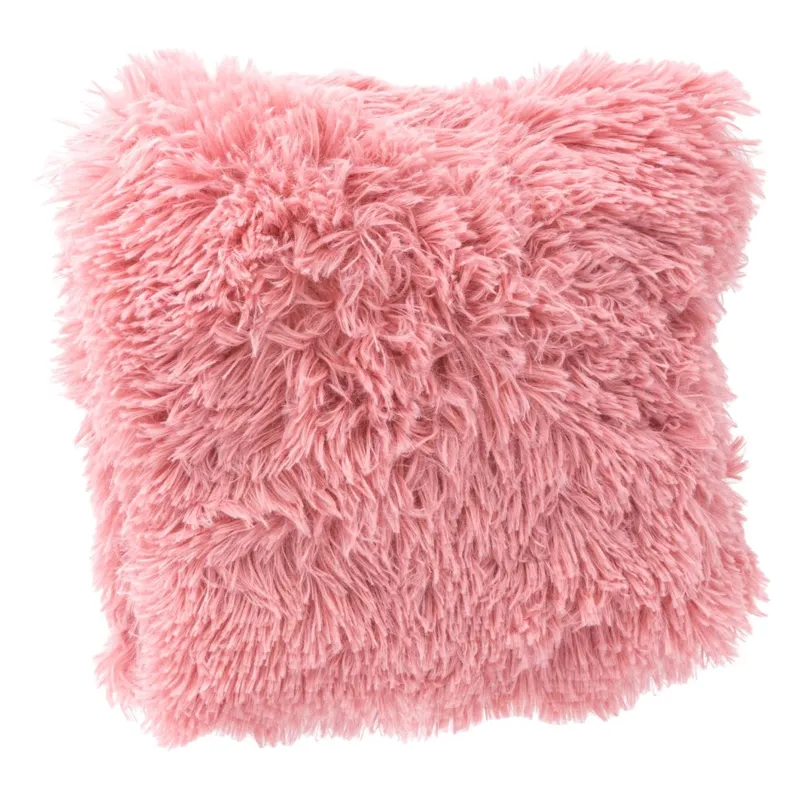 Pernă Decorativă Shaggy Imitatie Blană Roz 25x25cm