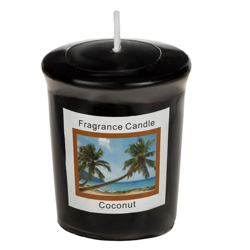 Lumanare parfumată votivă neagră cu aromă de nuca de cocos