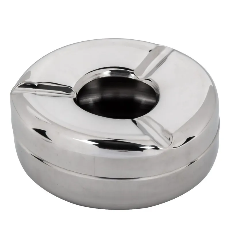 Scrumieră Rotundă din Inox Argintiu – Design Modern