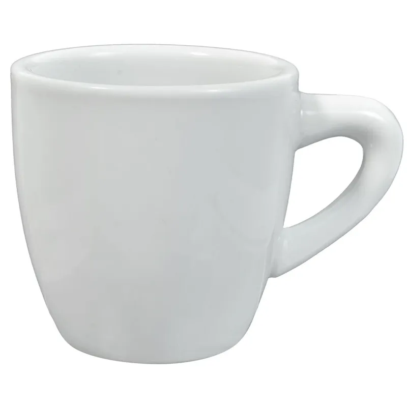 Cească rotundă din portelan alb cu maner robust