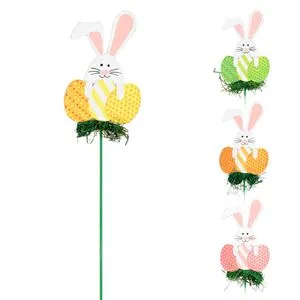 Stick Decorativ din Lemn cu Iepuraș și Ouă de Paște, 29 cm
