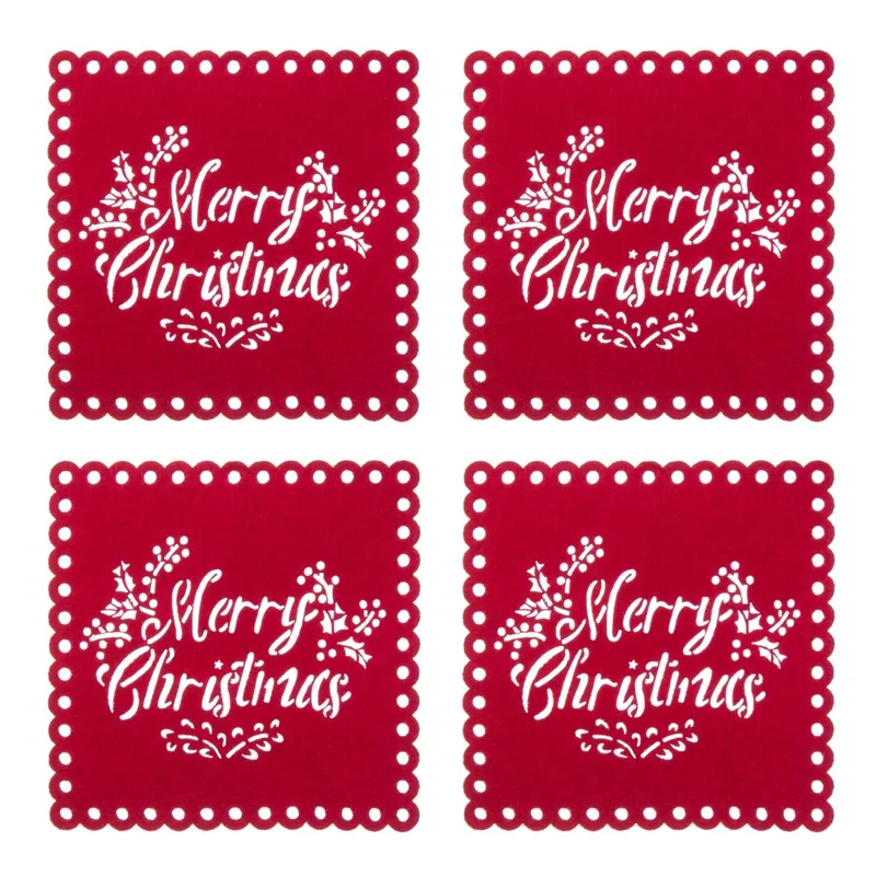 Suport pentru Pahar de Craciun Rosu Mesaj 12cm - 4buc – poza 2