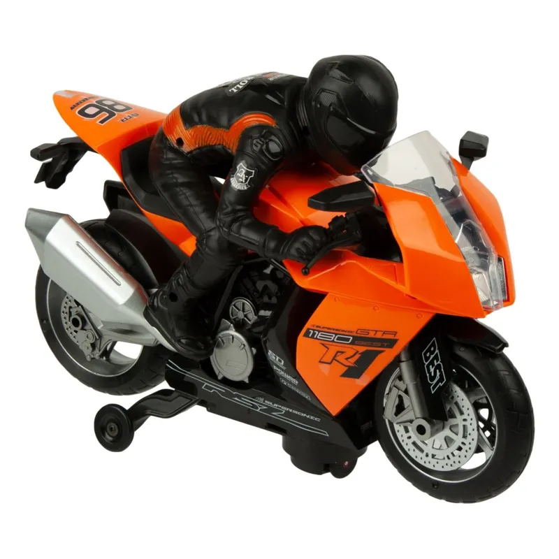 Motocicleta cu Șofer, Portocalie, cu Sunete și Lumini, Bump & Go