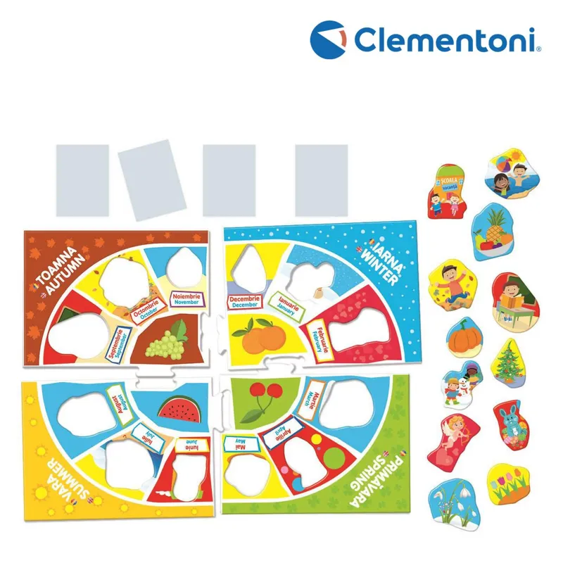 Joc Educativ Luni & Anotimpuri, Set cu Piese Puzzle, Multicolor