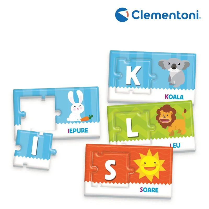 Joc educativ Alfabetul, învață literele în română și engleză, autoverificare, multicolor, din carton