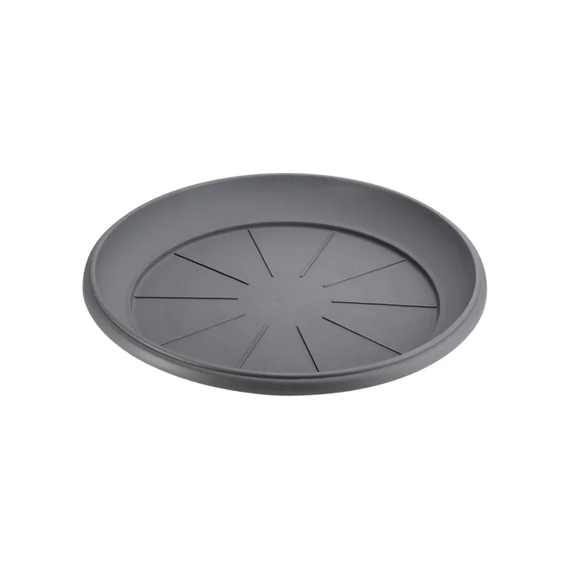 Farfurie ghiveci flori din plastic antracit cu drenaj radial