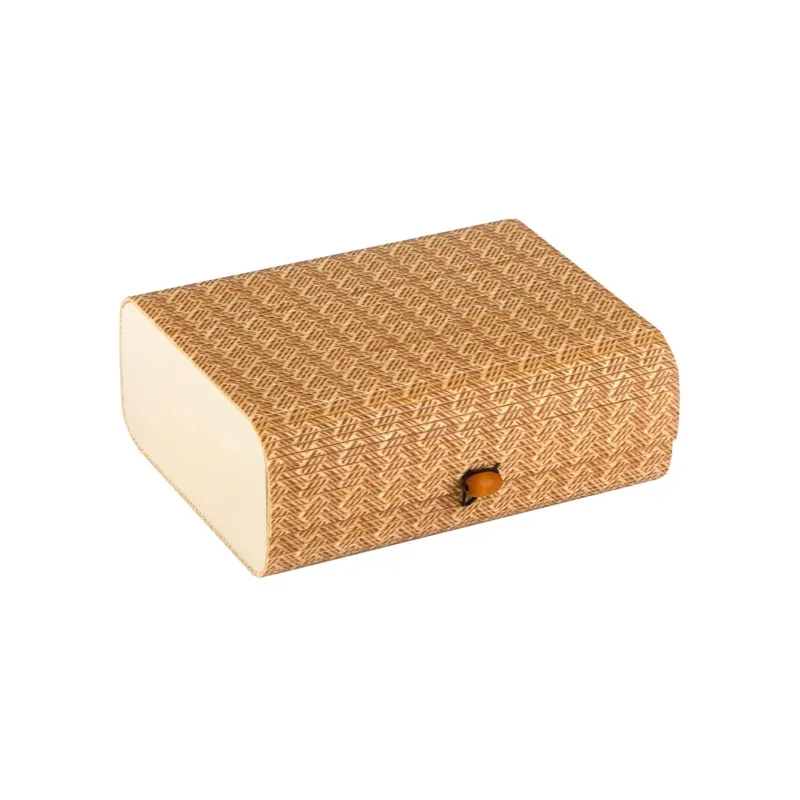 Cutie de depozitare din bambus, maro, cu forme geometrice, 18.5x14.5x7cm