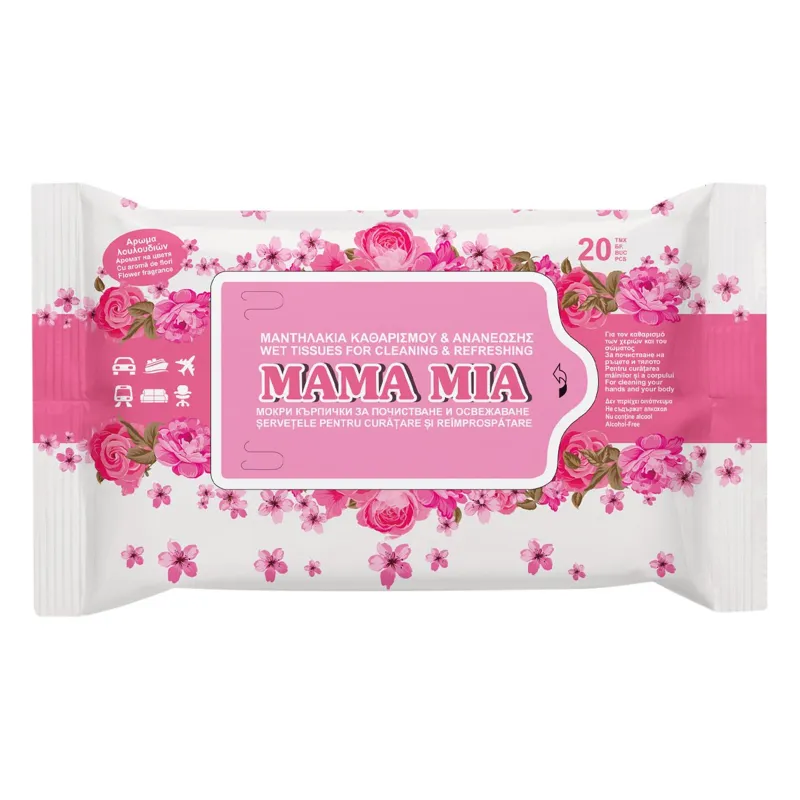Servetele umede cu aroma de flori fara alcool, 20 bucati