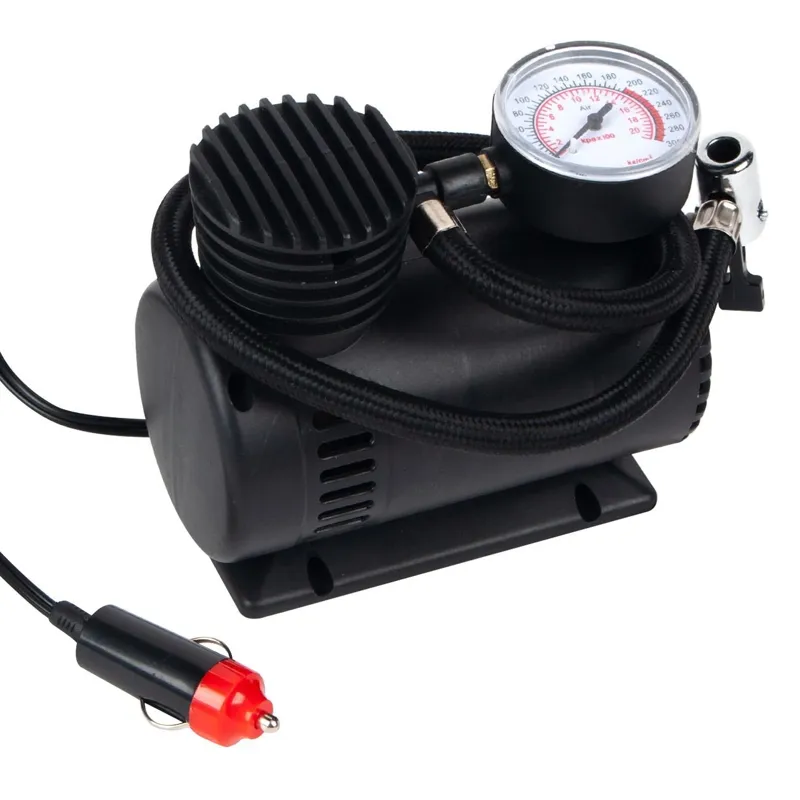 Pompa electrica auto 12V cu indicator de presiune, neagra
