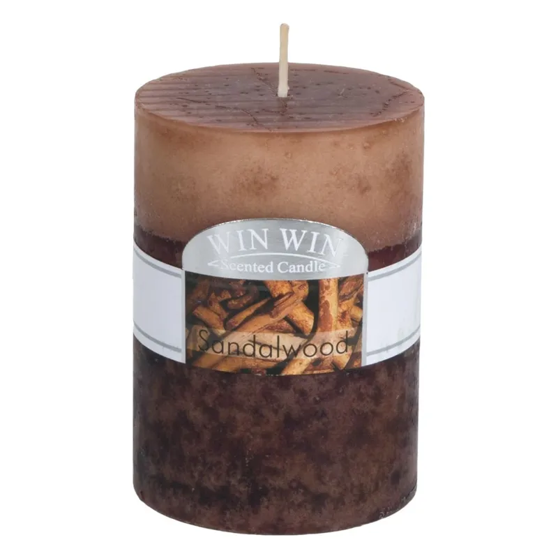 Lumanare parfumata cu aroma de lemn de sandal, Maro, Ø6.8x9.5cm, 35 ore ardere