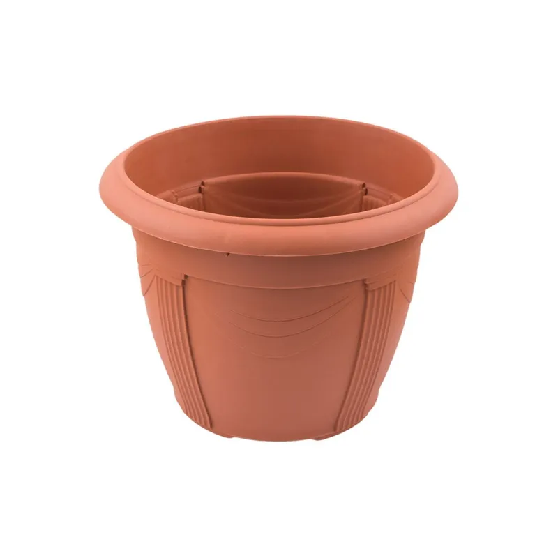 Ghiveci din plastic teracota cu design vertical pentru flori