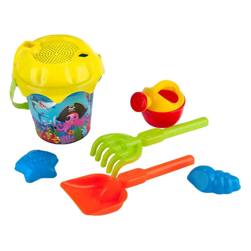 Găleată de plajă cu model fotbal, Ø16x13.5cm, Set 5 accesorii, Galben