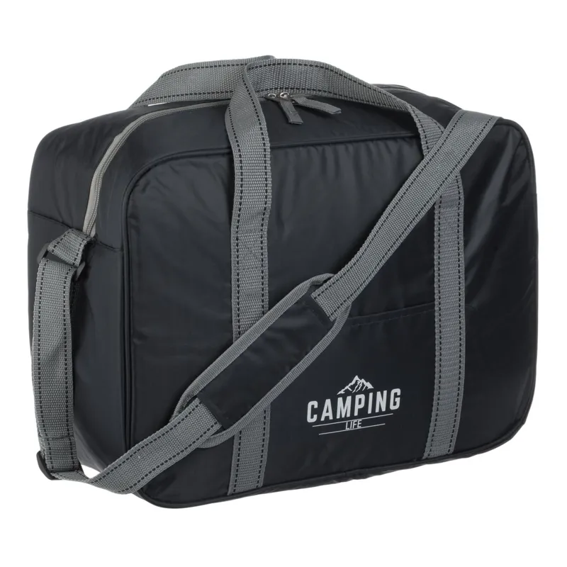 Geanta izoterma 20L neagra cu gri, 40x18x28 cm, pentru picnic si camping