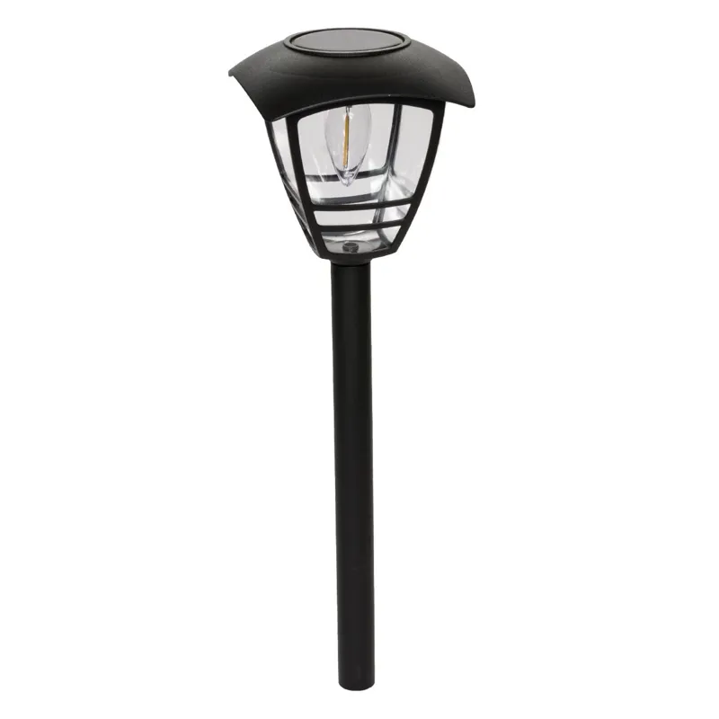 Lampă solară neagră cu bec, 44cm