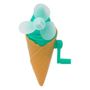 Ventilator manual în formă de cornet de înghețată, 14 cm, culoare teal