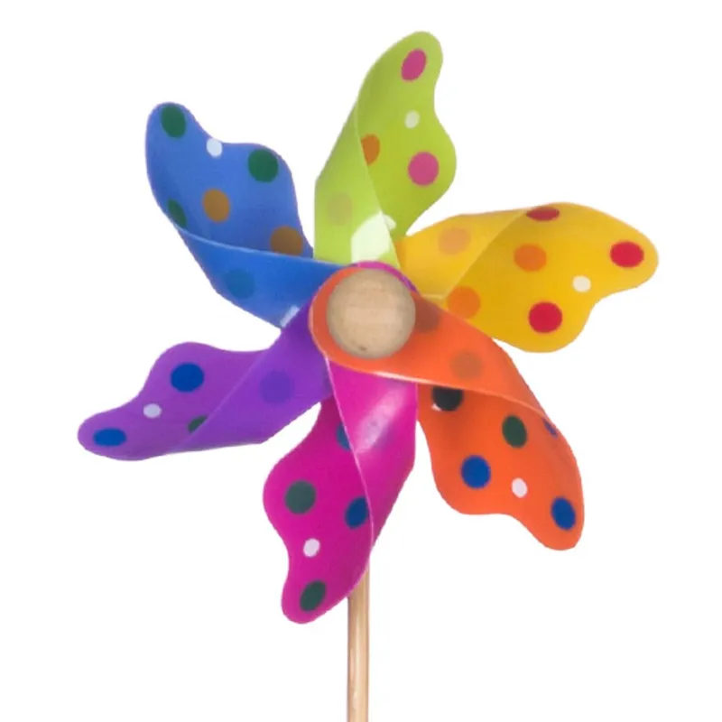 Moară de vânt mini colorată cu buline, 27cm