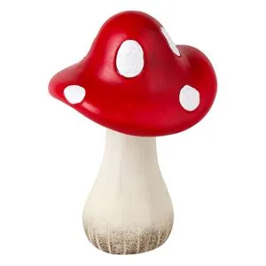 Ciupercă decorativă din ceramică pentru grădină, 14x14x21cm, Roșu cu alb