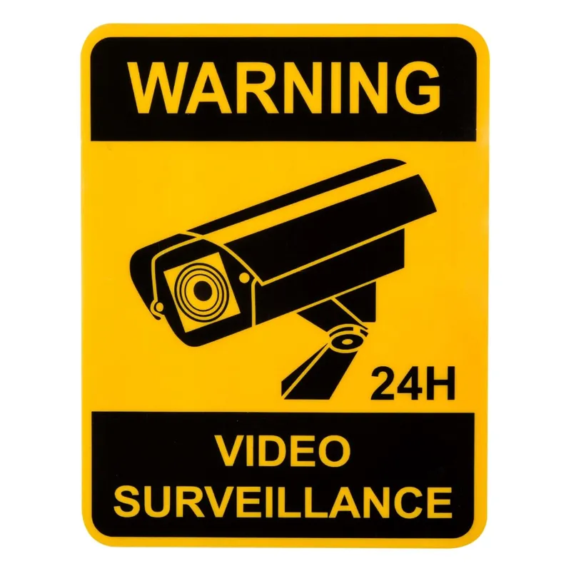 Indicator autocolant pentru supraveghere video, 14x18 cm, PVC, galben cu negru