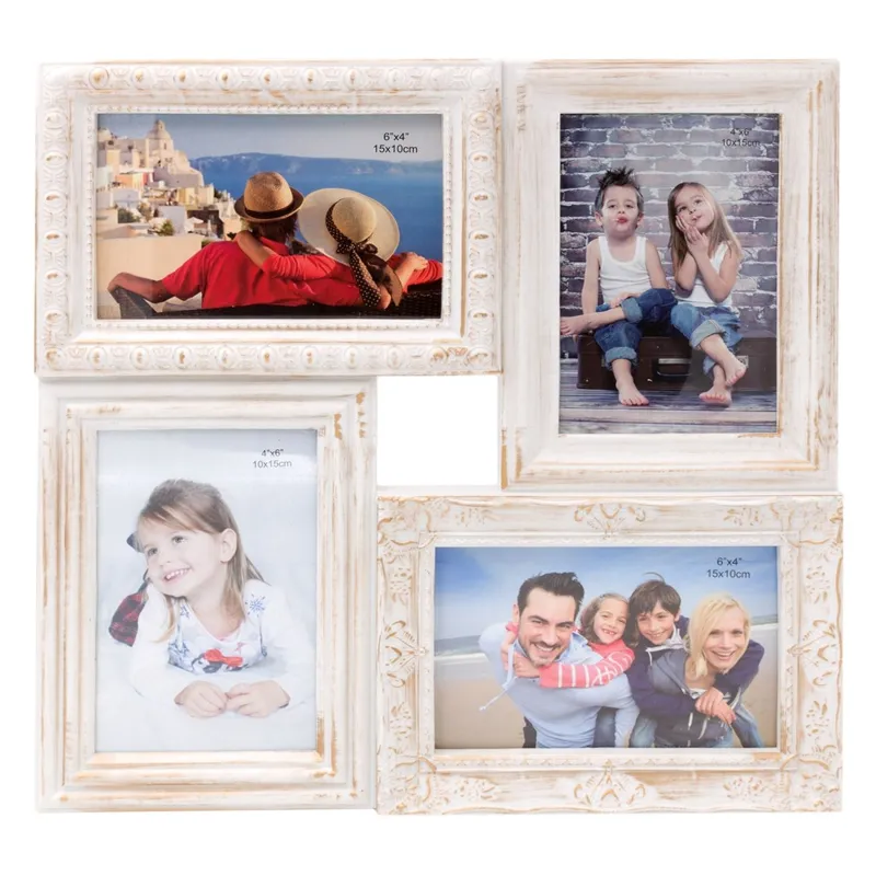 Rama foto decorativa pentru 4 poze, 33x33 cm, Off White