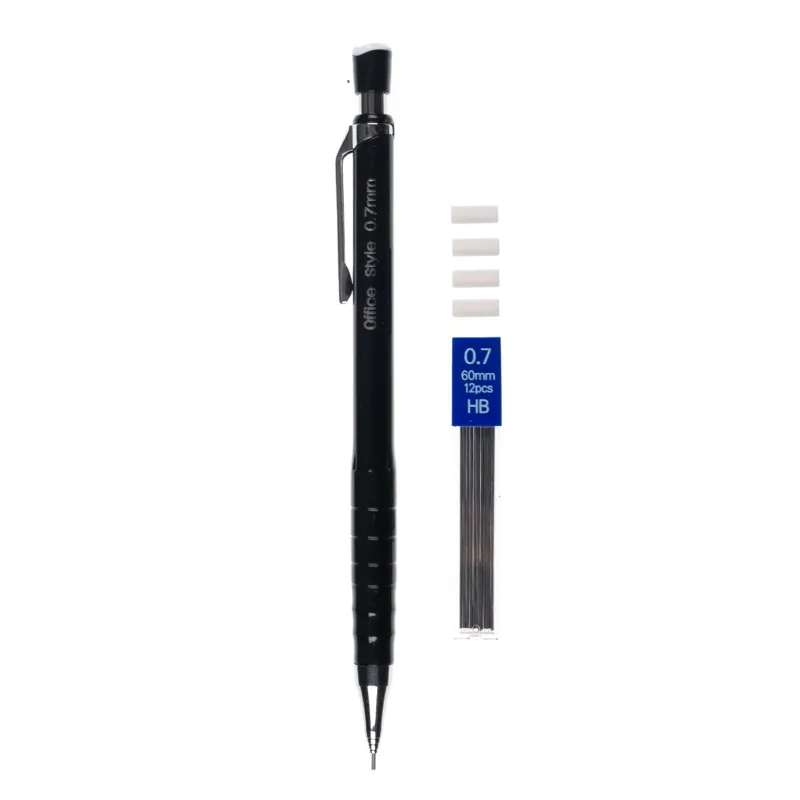 Creion mecanic 0.7mm, Set 6 buc, cu radieră și mine