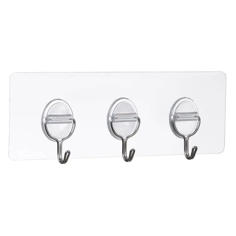 Cuier Autocolant Triplu, Transparent, 20x7.5cm
