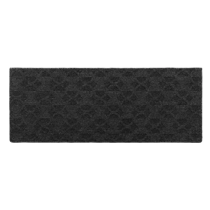 Covor Traversa cu Model Cercuri Reliefate, Negru si Gri, 130x50 cm