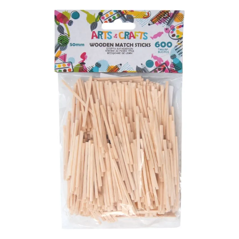 Betisoare din lemn pentru creatii, Culoare naturala, 5 cm, 600 buc